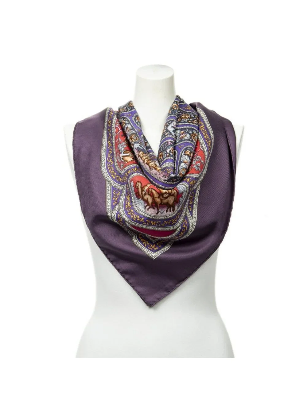 Hermes Scarf Purple Red Orange Silk